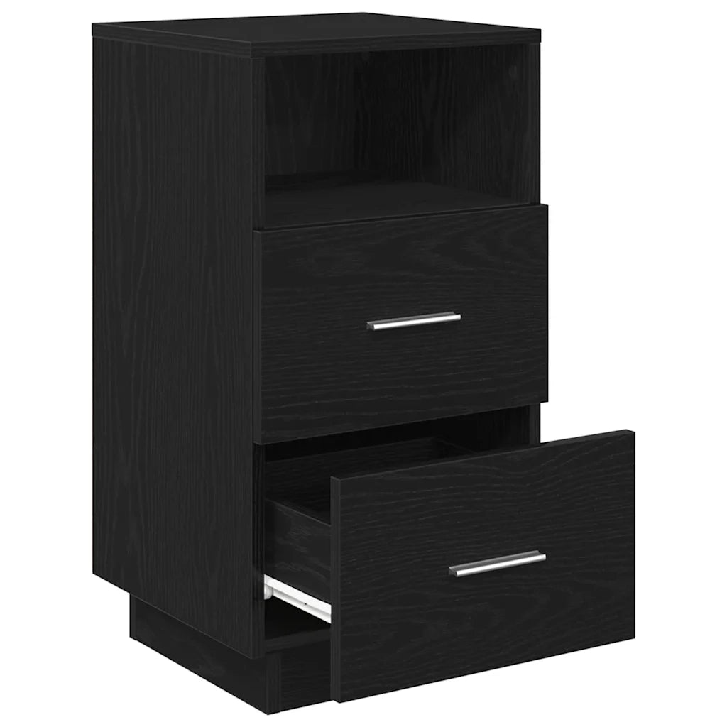 Comodini 2 pz con 2 Cassetti Neri 36x36x68 cm