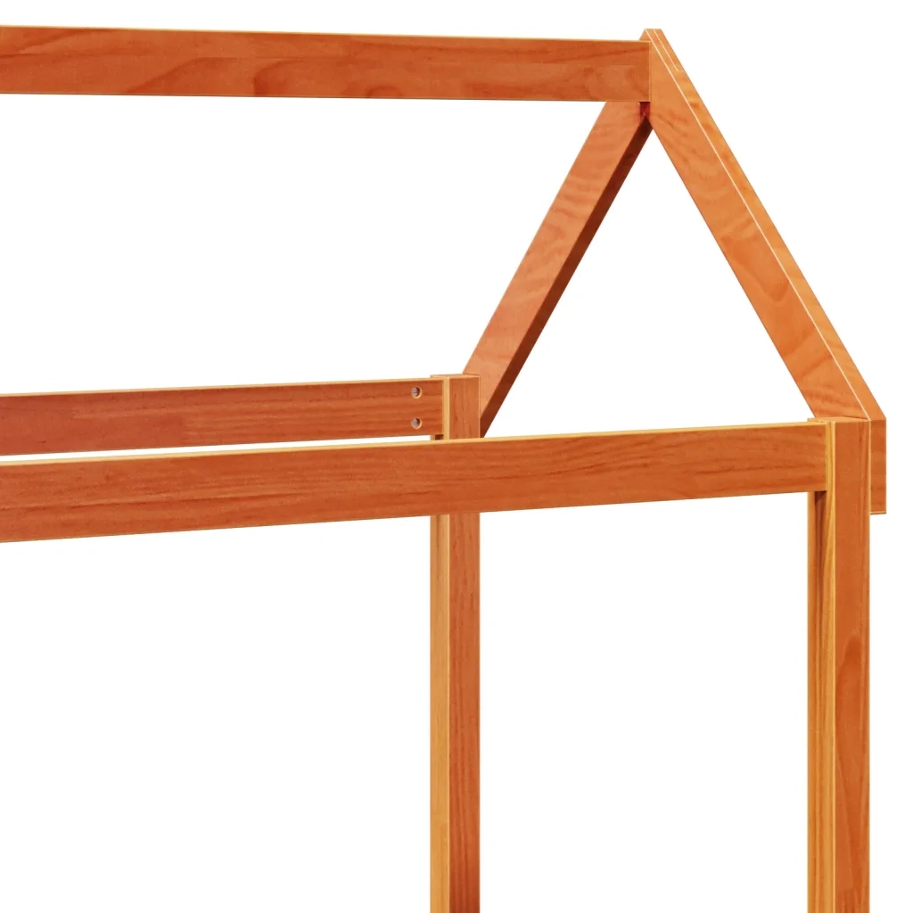 Letto singolo | Letto per adulti | Dormeuse con Tetto Marrone Cera 80x200 cm Legno Massello Pino