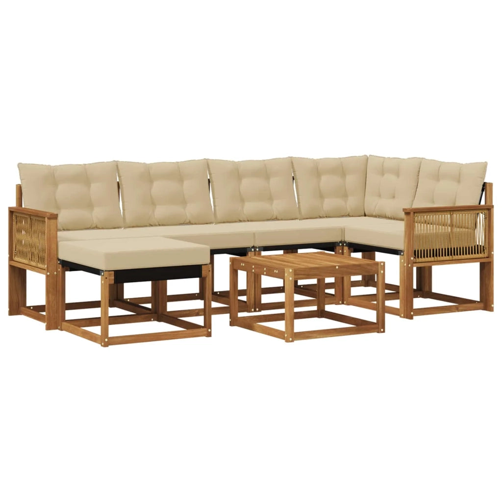 Set di divani da esterno con cuscino 7 pcs Naturale e Beige 3382085