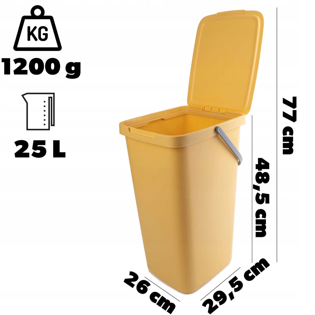 Cestino per rifiuti KADAX con coperchio, secchio per la raccolta differenziata da 25 litri.