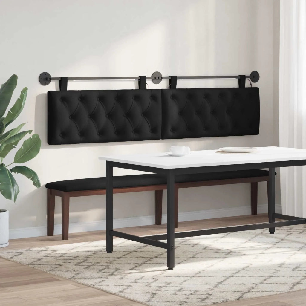 Testiera sospesa Con luce LED Nero Tessuto 3424711