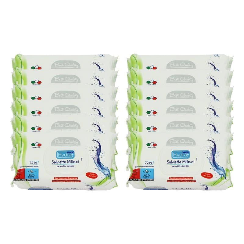 MAURY'S SET 12CF SALVIETTE DETERGENTI UMIDIFICATE MILLEUSI RED HARMONY 72PZ PER ADULTI E BAMBINI