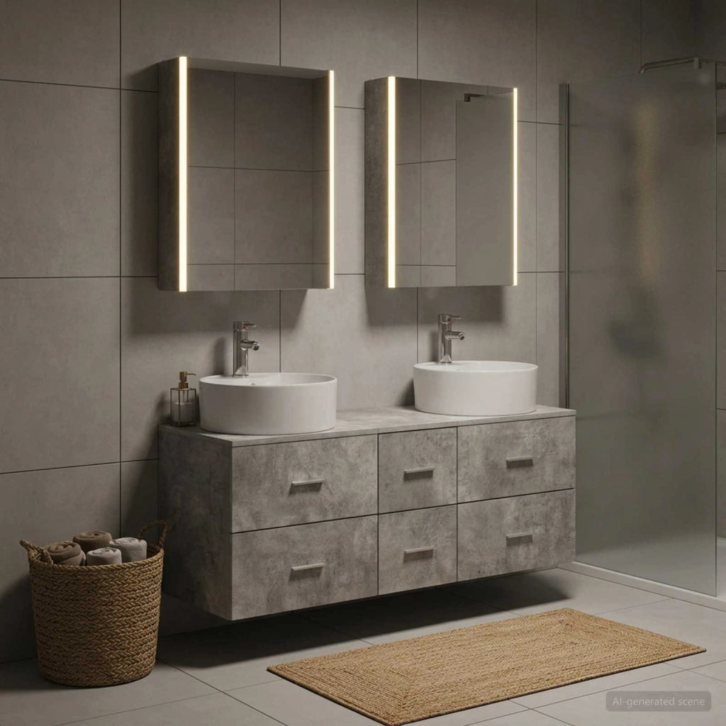 Set di mobili per il bagno 5 pz Grigio Cemento 3406930