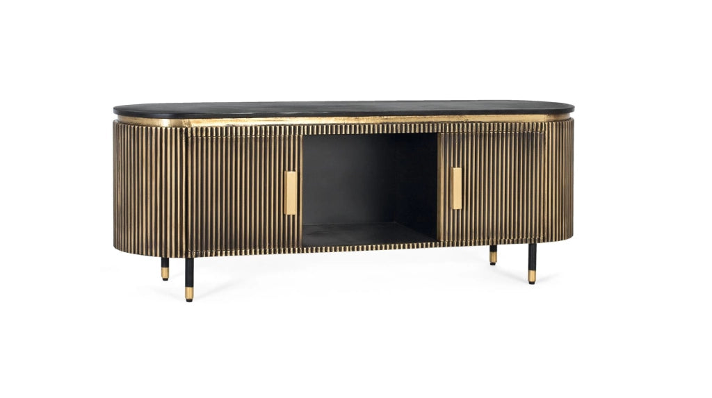 Mobile TV bronzo in legno di mango e bronzo 150 cm