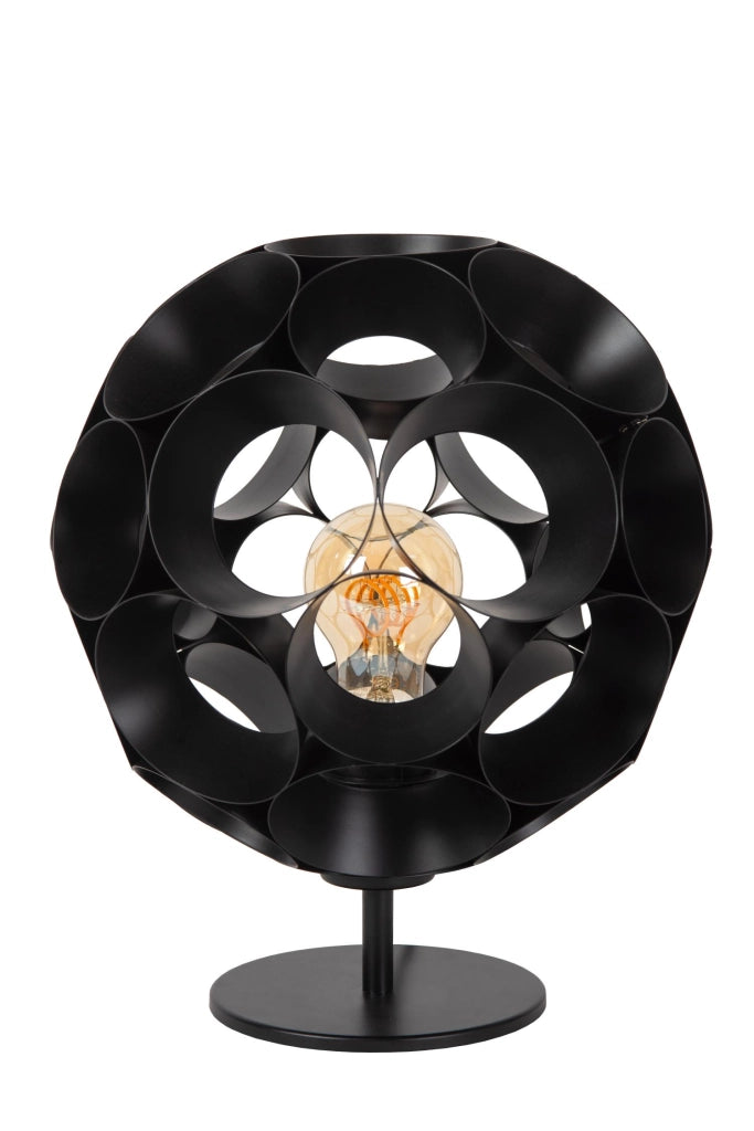 Lampada da tavolo art déco nera E27 Lucide Hannelore