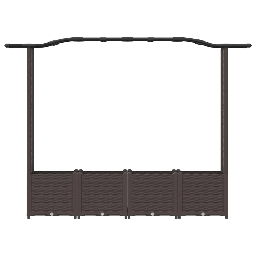 Letto Rialzato con Griglia e Tetto Marrone 204 x 40 x 141 cm PP 42032508