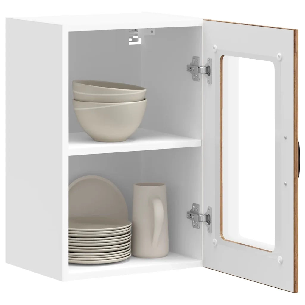 Pensile da Cucina con Porta in Vetro Lucca Legno Antico 853775