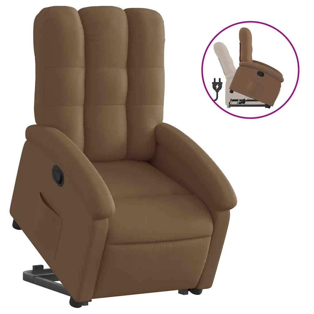 Poltrona Alzapersona Reclinabile Marrone in Tessuto 3204096