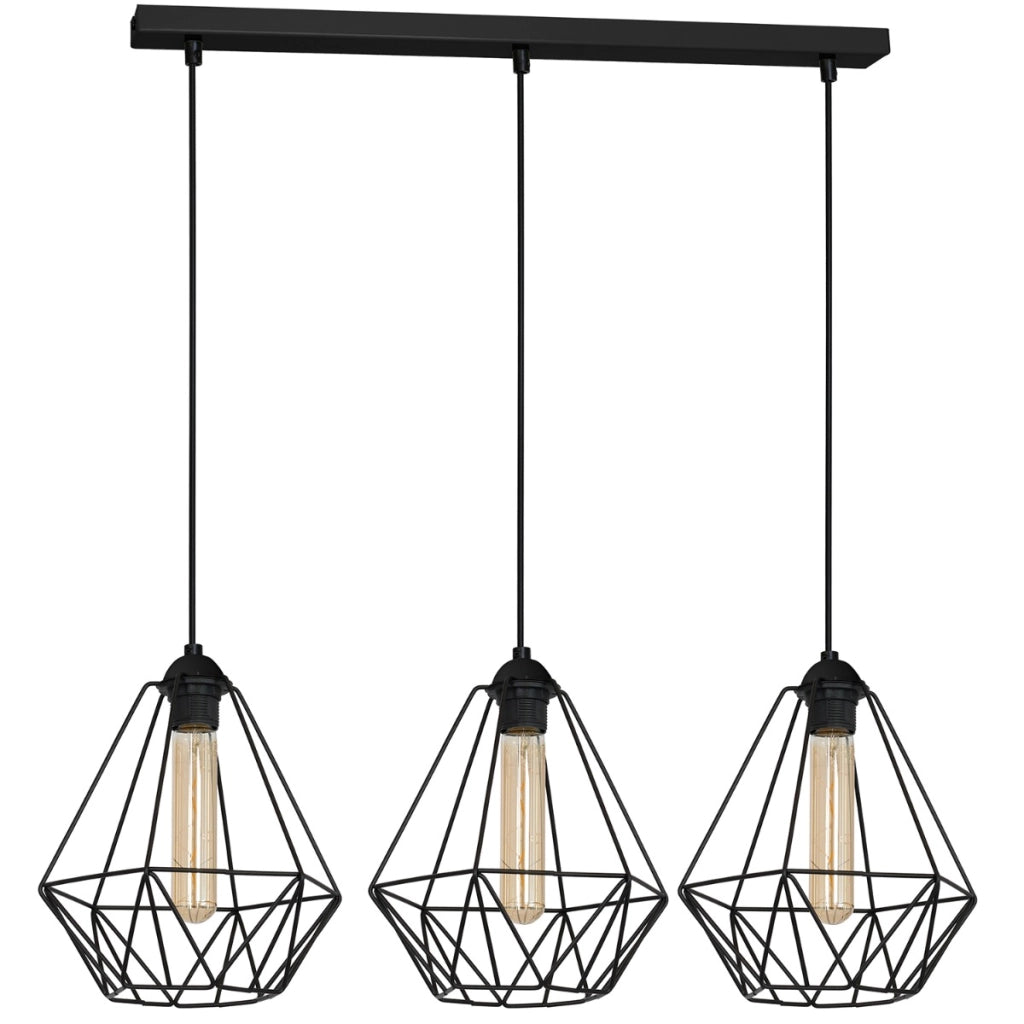 Lampada sospensione loft nera 3xE27 Basket NEW Luminex