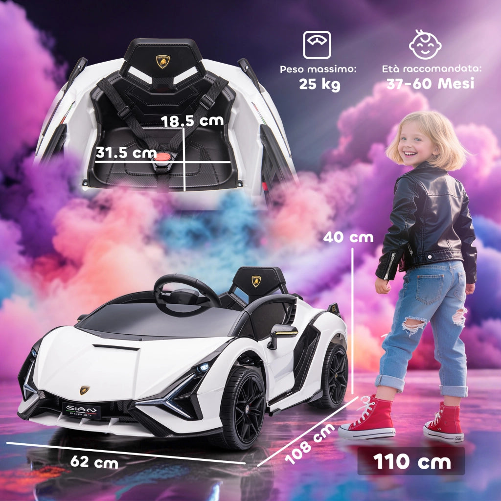 Macchina Elettrica Bambini 3-5 Anni ¨C Minimal ¨C Bianco
