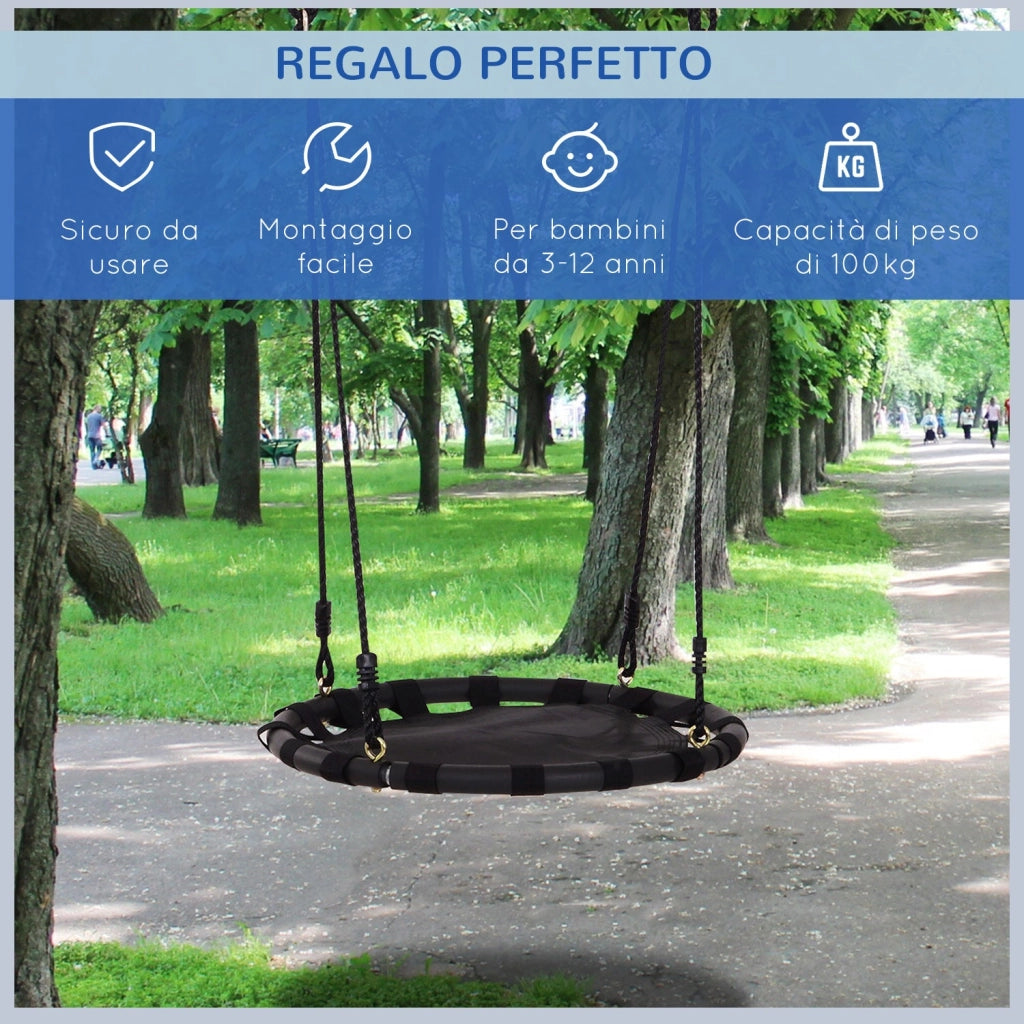 Altalena a Nido da Giardino per Bambini Nero Diametro 60 cm