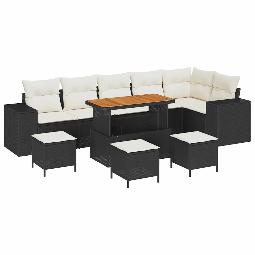 Set Divano da Giardino 10 pcs Nero polyrattan