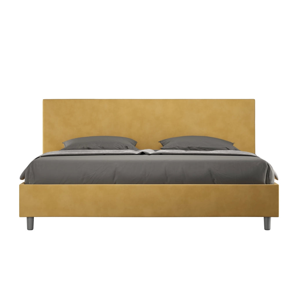 BS COM Letto senza rete imbottito 180x210 microfibra ocra
