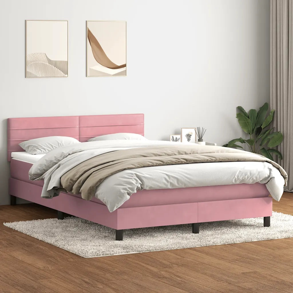 Giroletto a Molle con Materasso Rosa 140x220 cm in Velluto 3316358