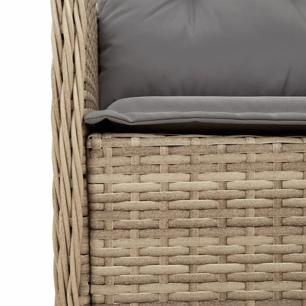 Set da Pranzo da Giardino 3 pz con Cuscini Beige in Polyrattan