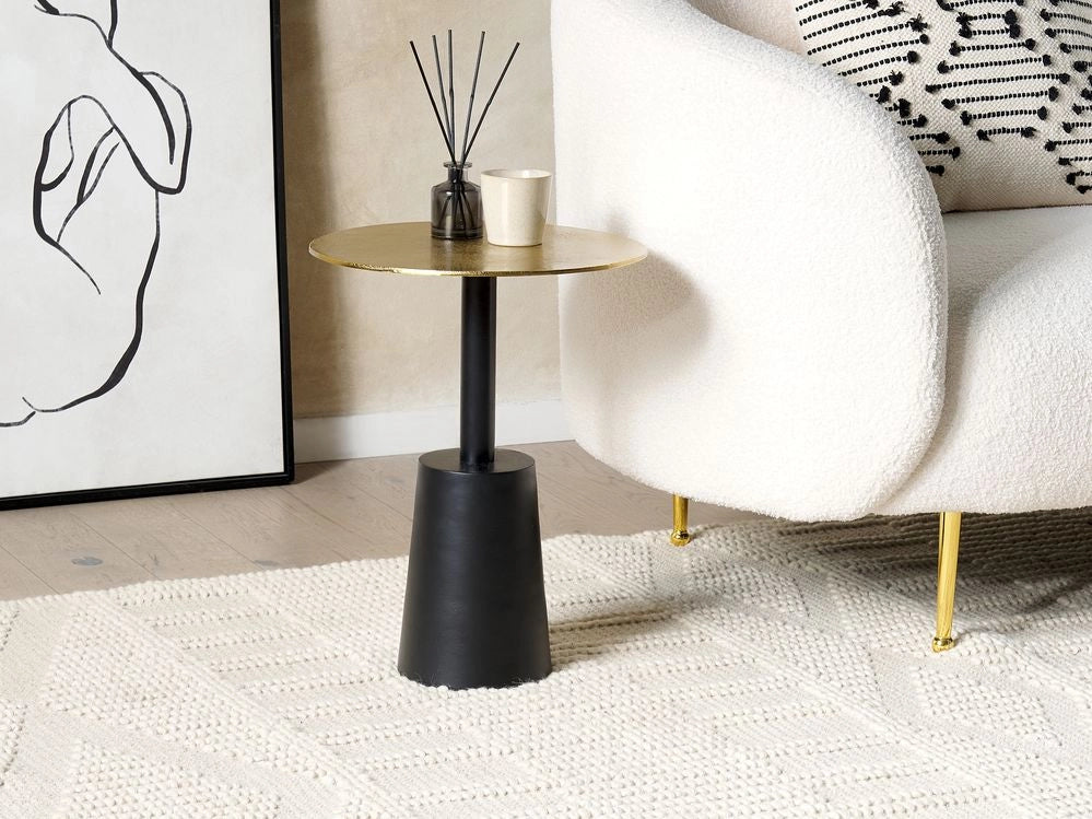 Tavolino in metallo oro e nero 36 cm fatto a mano forma geometrica stile moderno soggiorno camera da letto