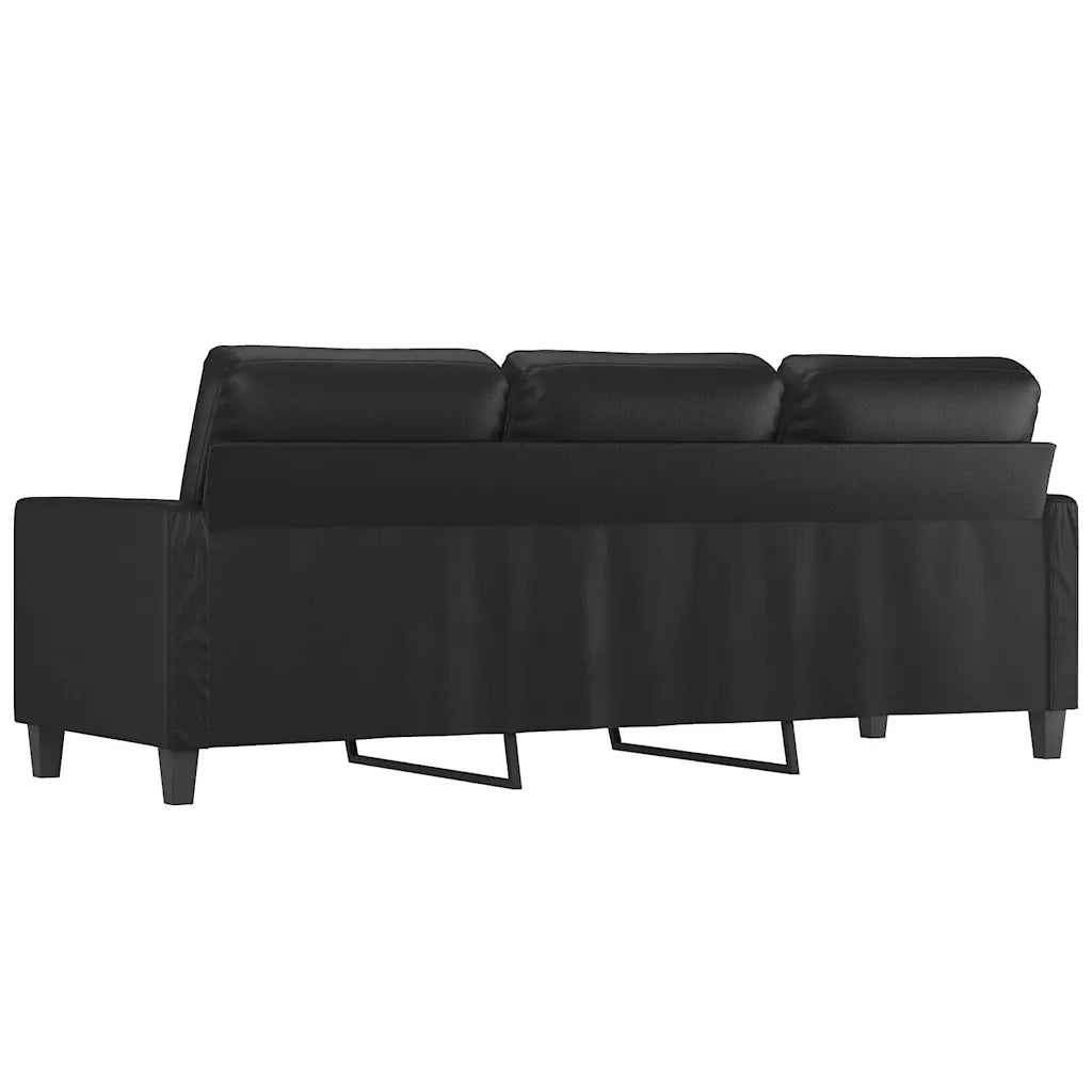 Divano a 3 Posti-Sofa 3 Posti Nero 180 cm in Similpelle 280213