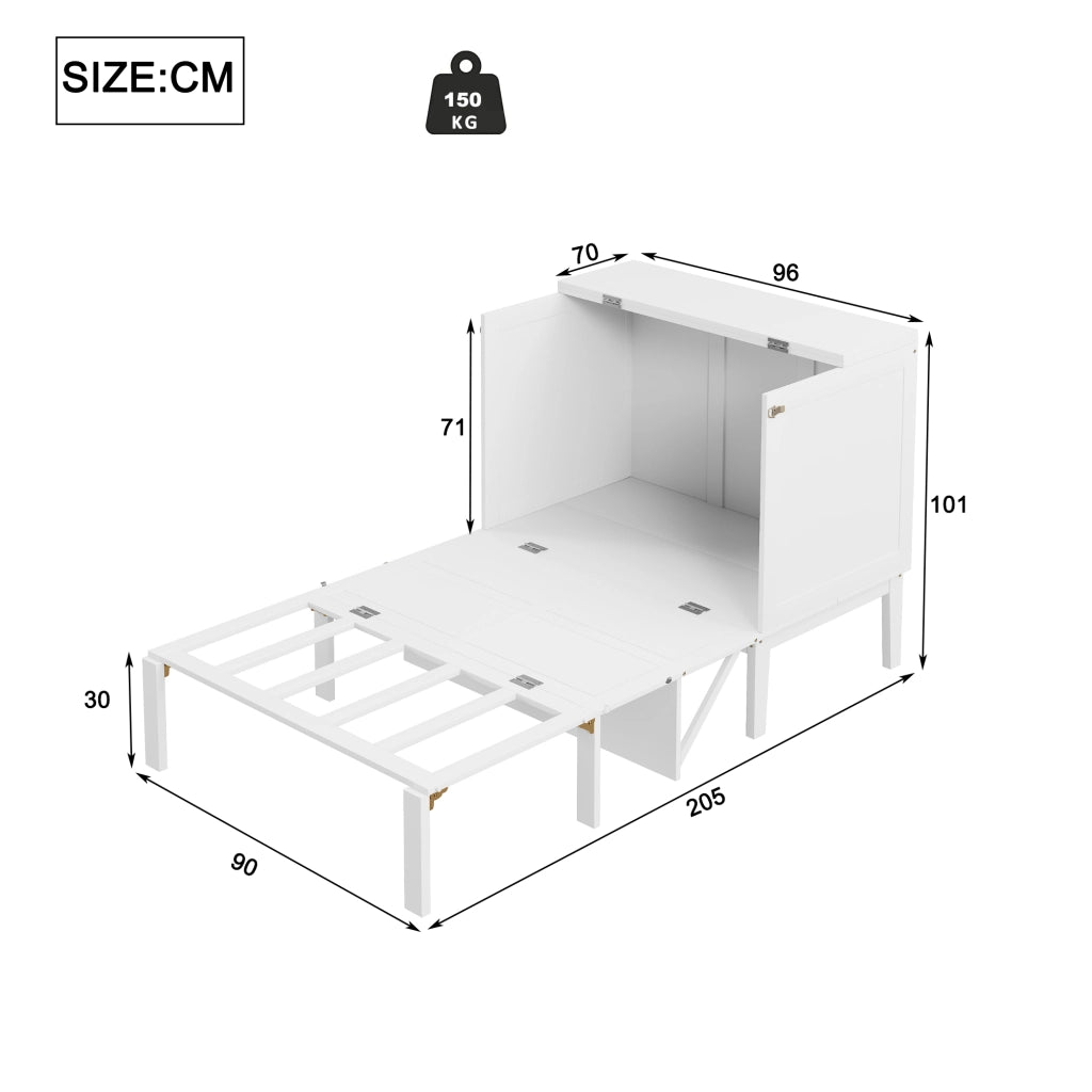 LETTO pieghevole verticale 90x200 cm bianco