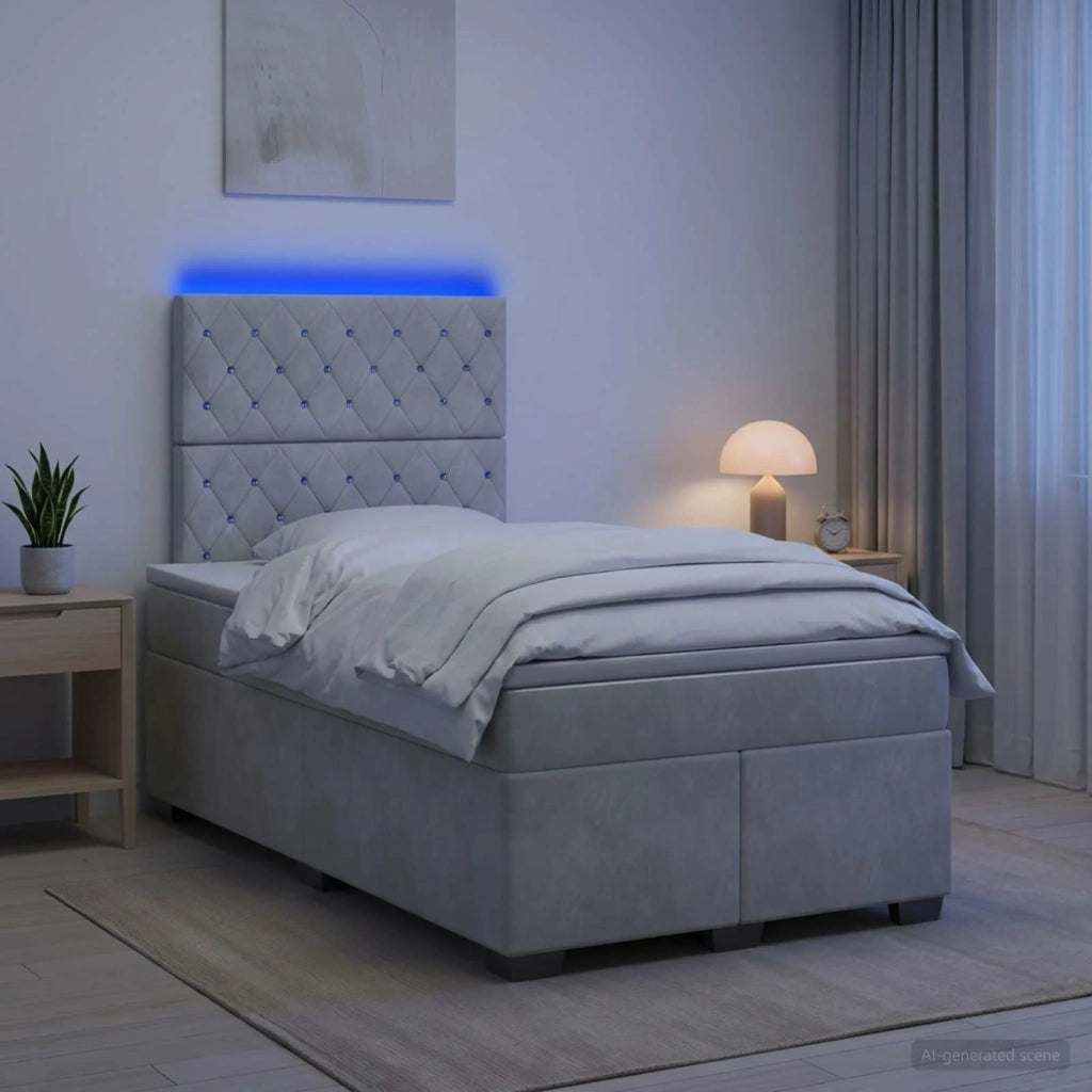 Letto box spring con materasso Grigio Chiaro 120 x 200 cm 3455078