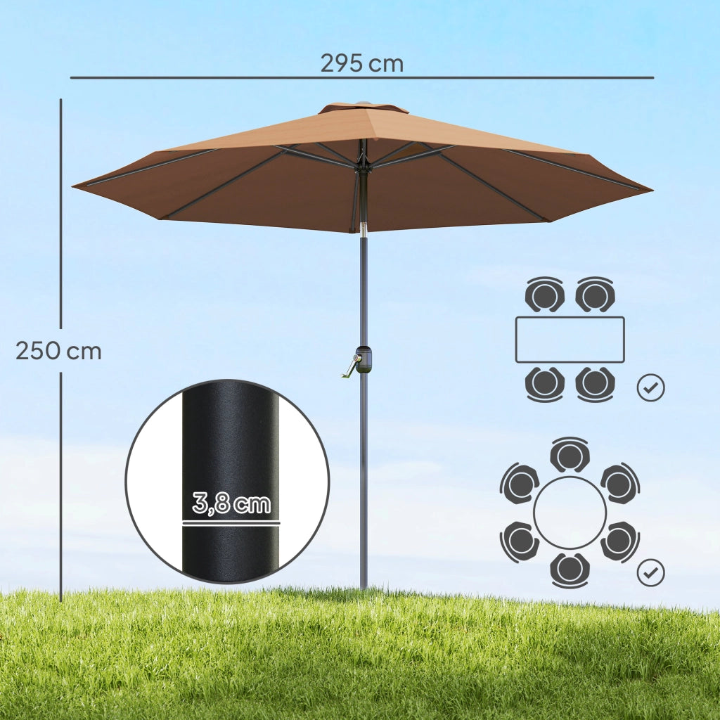 Ombrellone da Giardino ¨C zephmum ¨C 295x250 cm Grigio con Manovella e Inclinazione