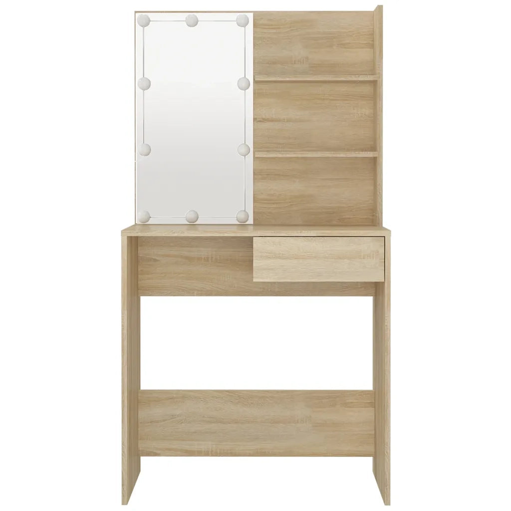 Toeletta | Tavolo da Trucco con LED Rovere Sonoma 74,5x40x141 cm