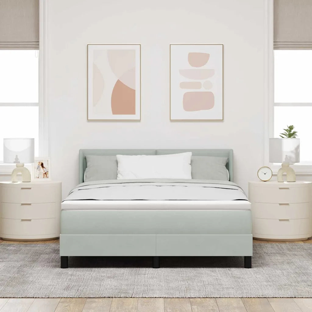 Letto a molle Grigio chiaro 200 x 140 cm Poliestere