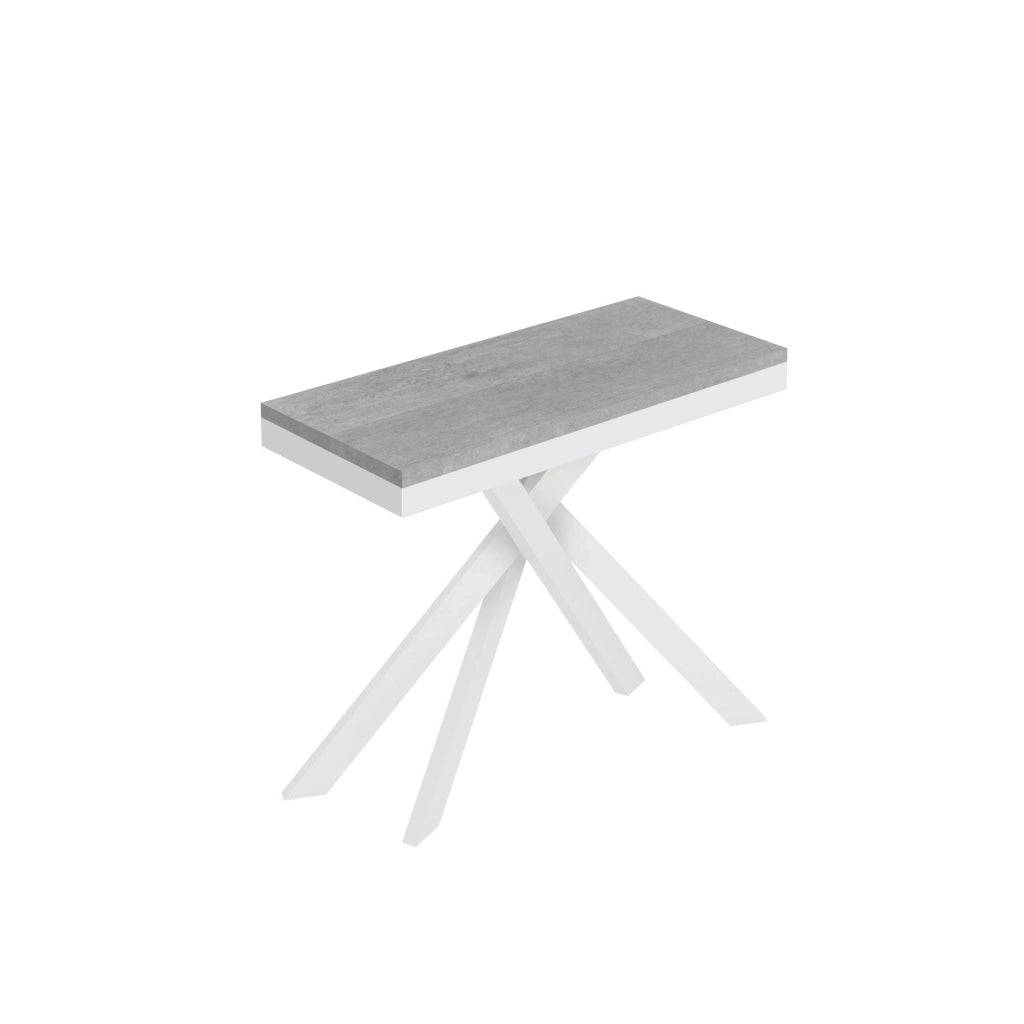Consolle Allungabile 90-196x40x77 cm Saki Small Evolution Cemento Gambe Bianche