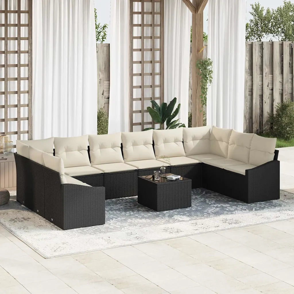 Set Divano da Giardino Marrone e Crema polyrattan 3355576