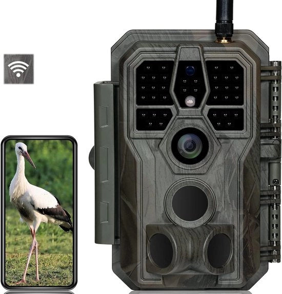 Cassa di Sicurezza Wi-Fi 64 MP H.264 1296P Video - 27 m Visibilità Notturna Infrarossa - Alarme di Movimento - Telecamera da Caccia - Trasmissione Wi-Fi via Smartphone - 01 s Trigger Rapido - IP66