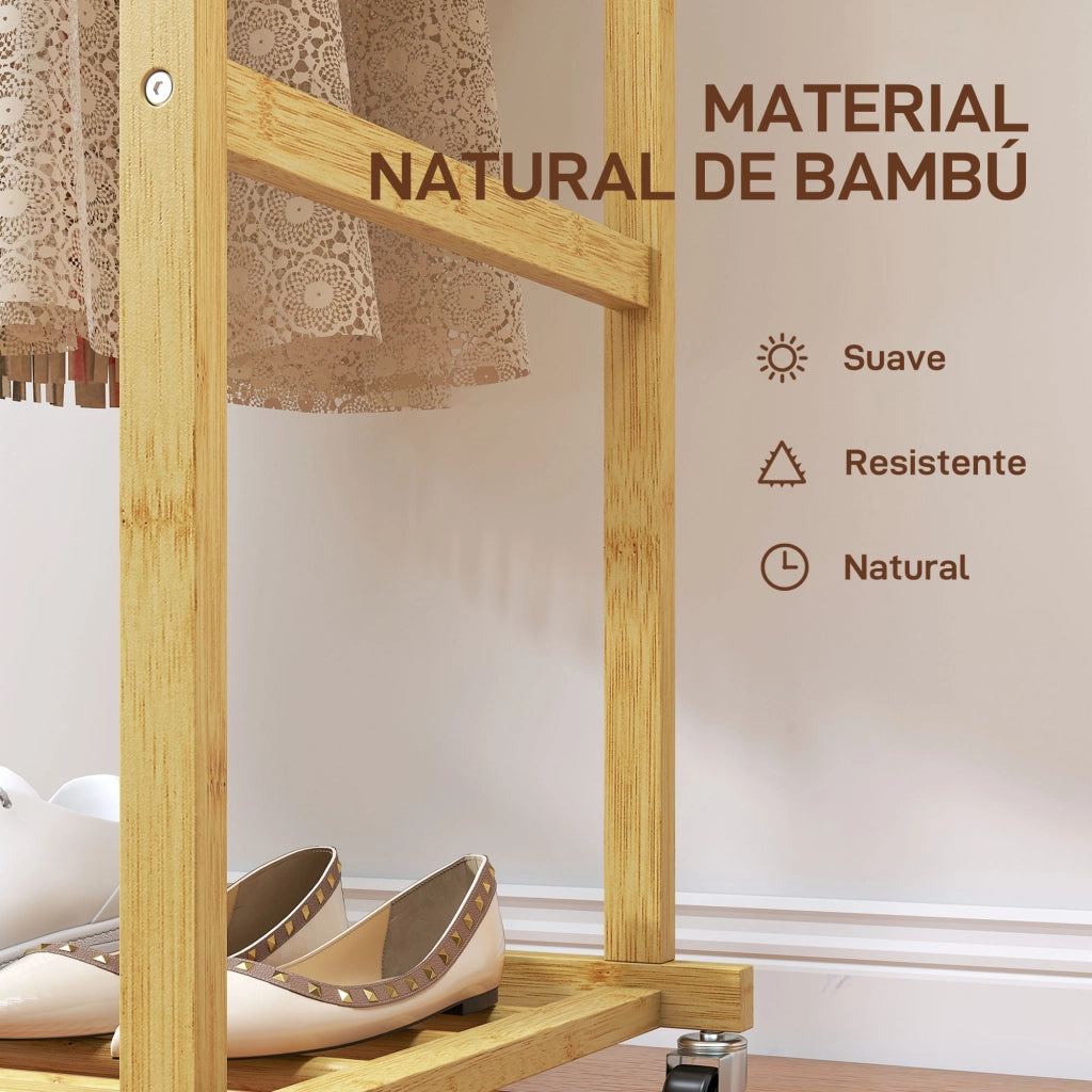 Appendiabiti con ruote e scarpiera in bamb¨´ ¨C zephmum ¨C 80x40x160 cm