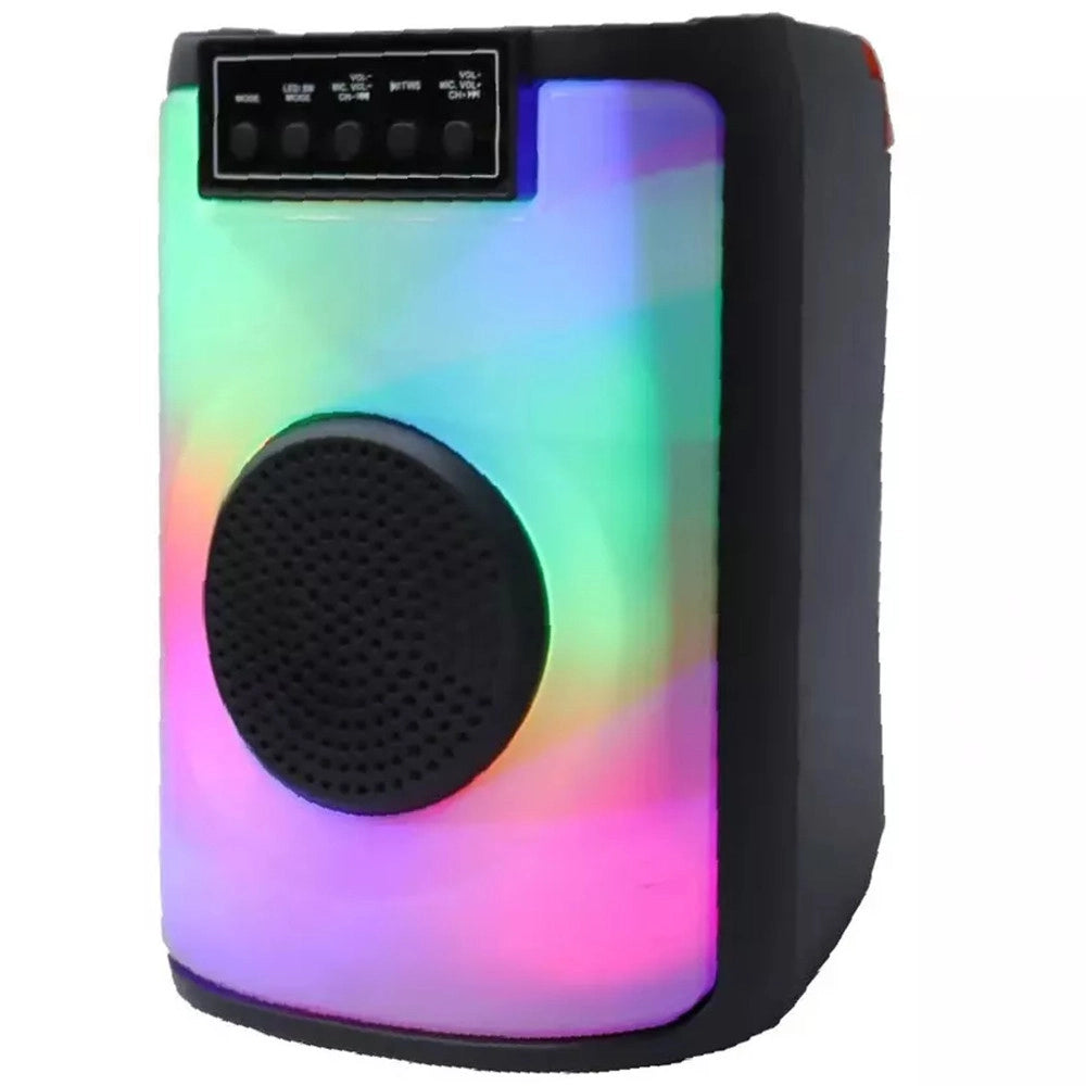 Trade Shop - Cassa Altoparlante Speaker Con Microfono Per Karaoke Giochi Luce Led Usb Aux 4.0 -