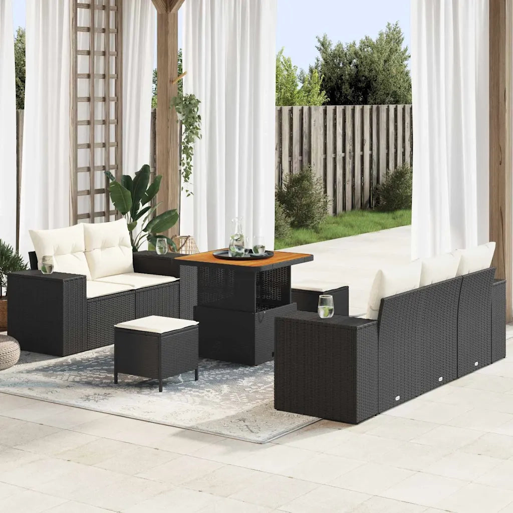 Set Divano da Giardino 8 pcs Nero polyrattan 3361945