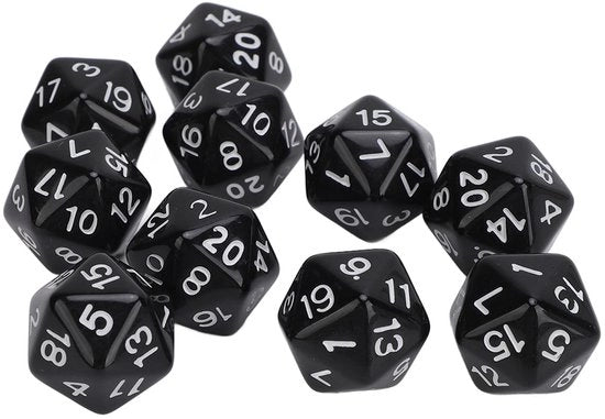 Set di Dadi a 10 Stuhi - Dadi a 20 Facce - Numeri Chiari - Leggeri - Dadi Poliedrici - Ideali per Giocare a Tavola - Dadi a Rotazione