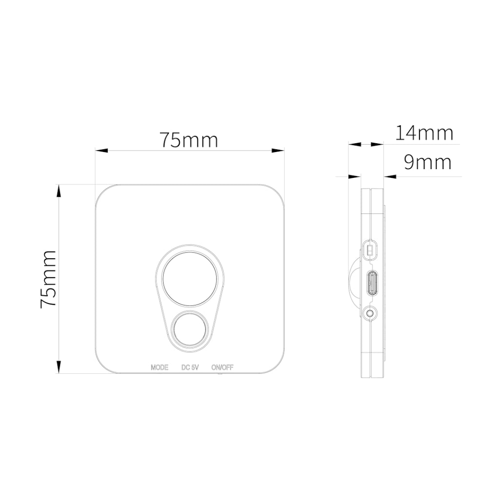 Lampada sottopensile nera quadrata PIR USB-C CCT Stanley