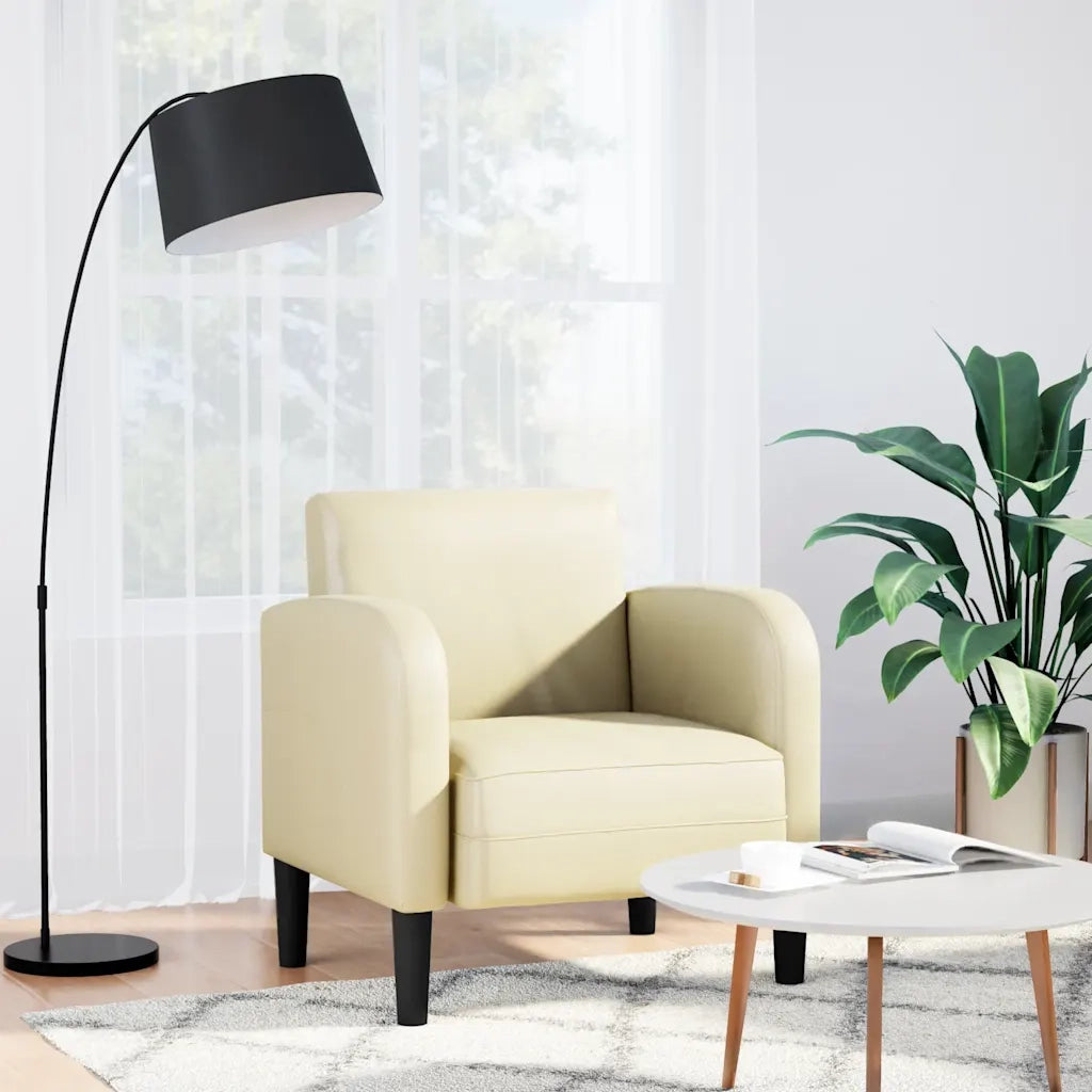 Divano Poltrona | Sedia con Braccioli Crema 54 cm in Similpelle