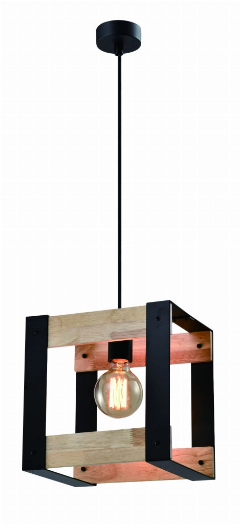 Lampada a sospensione Candellux Varna legno nero E27