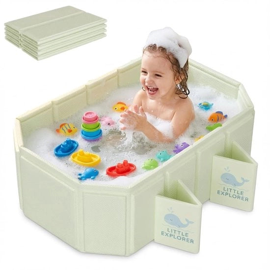 Bagnetto per Bambino Opvougalleggiante - Antiscivolo - Risparmio di Spazio - Portatile - Motivo Balena - Avviso di Sicurezza - Bagnetto per Bambini