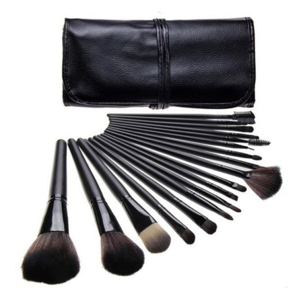 Trade Shop - Set Pennelli Trucco 18 Pezzi Make Up Professionale Con Borsetta Porta Pennelli -