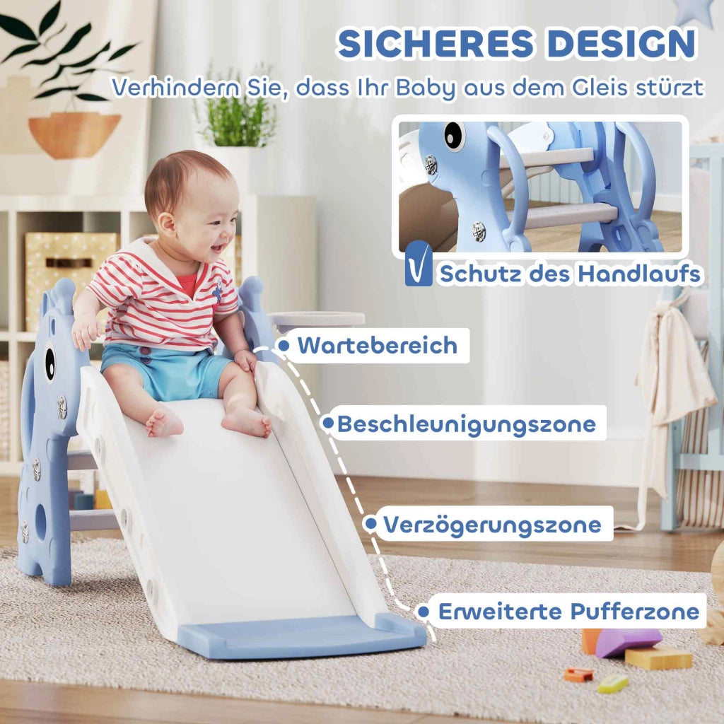 Casetta per bambini con scivolo e cesto da basket ¨C zephmum ¨C Blu