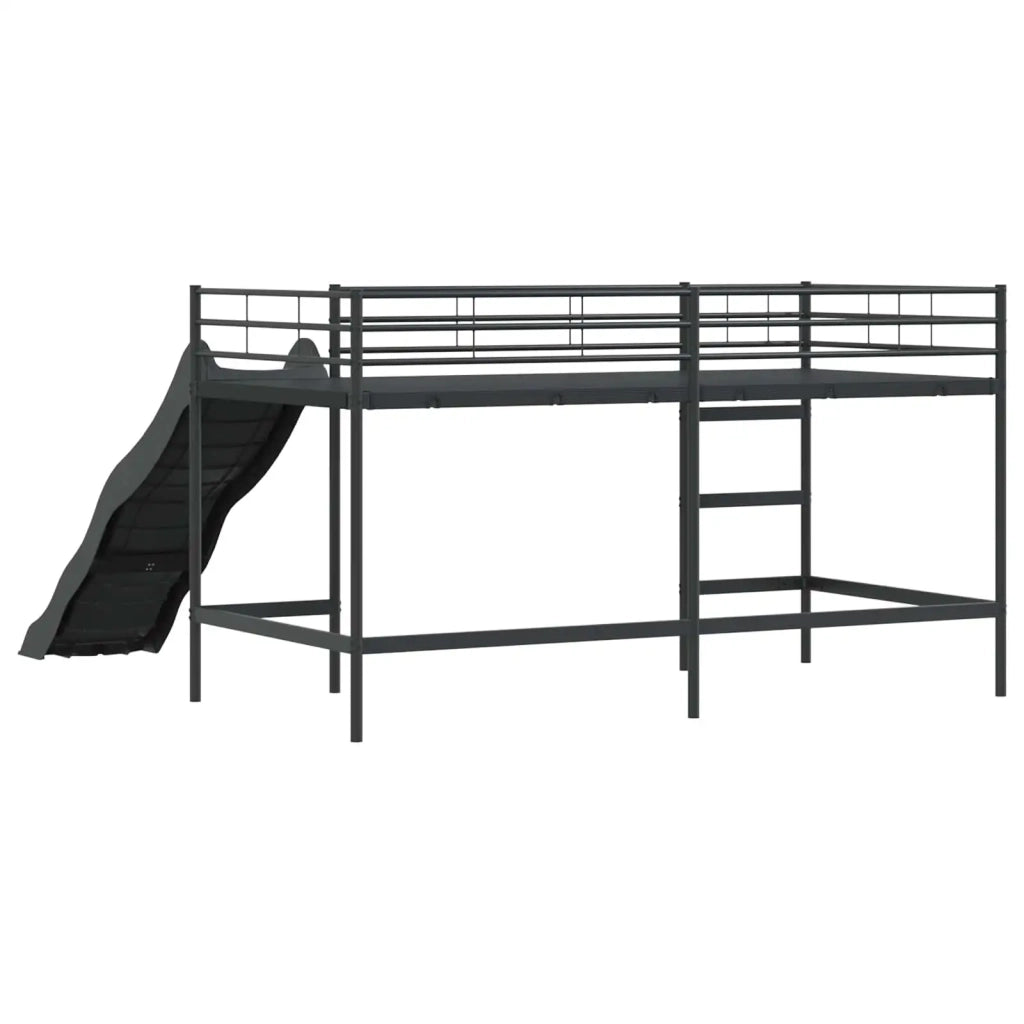 Letto loft per Bambini | Letto Infantile | Lettino con scivolo Nero e antracite