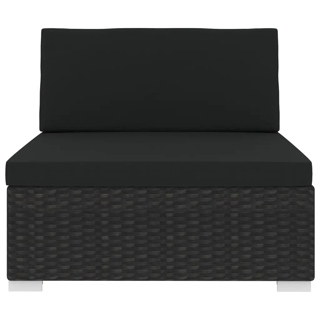 Seduta Centrale Modulare con Cuscini in Polyrattan Nero 48291