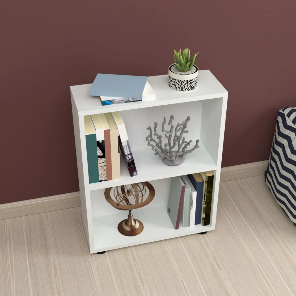 Libreria 'Vara' Altezza: 72 cm Scaffale a Terra con 2 Scomparti Aperti - Bianco [en.casa]
