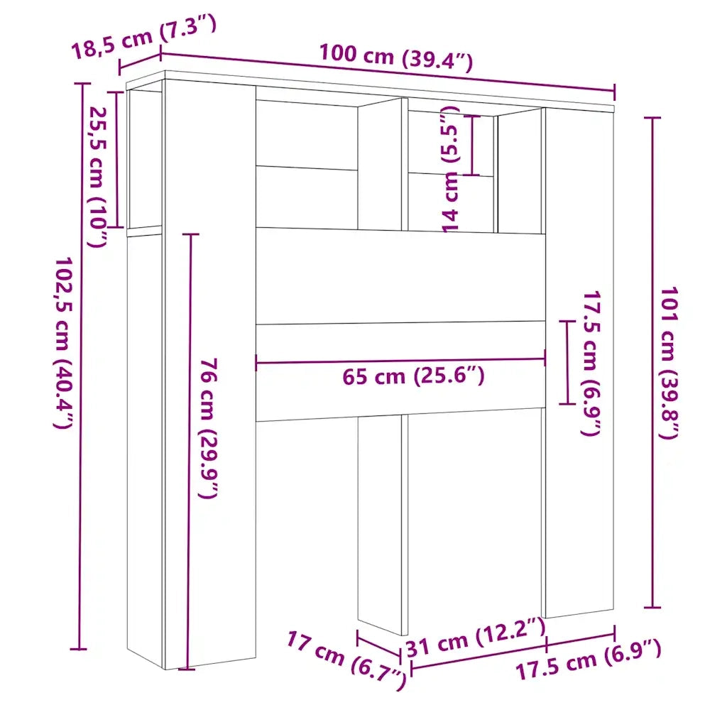 Mobiletto con Testiera | Testata bianco 100x18,5x102,5 cm