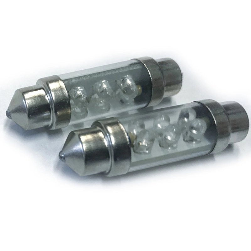 Coppia 2 Lampade Led T11 C5W Siluro 36mm Con 6 Led F3 Colore Bianco Freddo 6000K 12V 0,2W