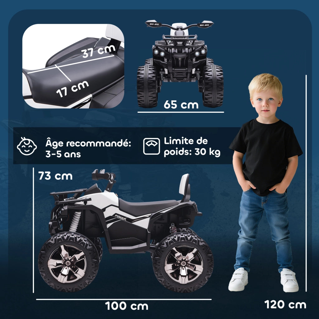 Quad elettrico per bambini ¨C zephmum ¨C bianco e nero