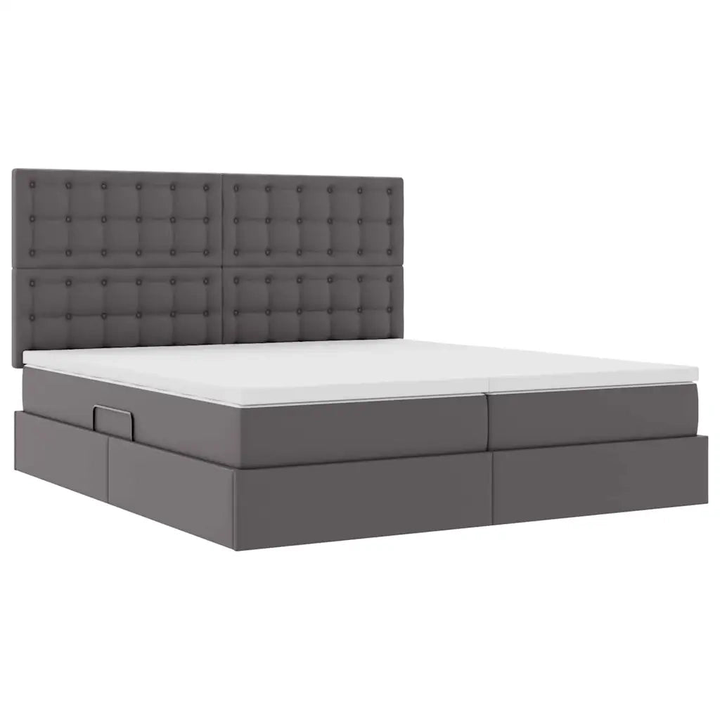 Letto con contenitore e materasso Grigio 180 x 200 cm