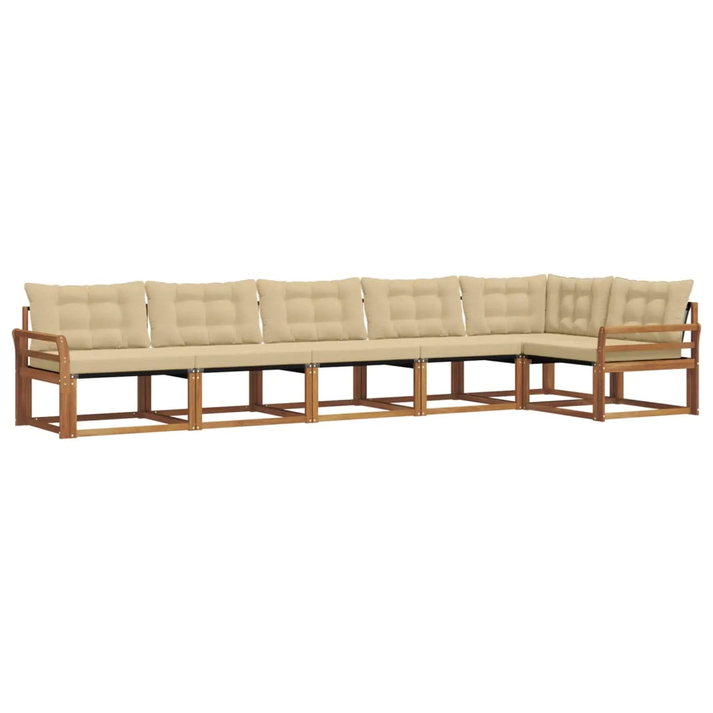 Set di divani da esterno con cuscino 6 pcs Naturale e Beige 3369508