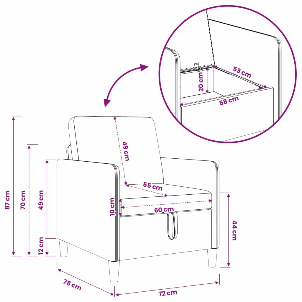 Divano con Storage Crema 72 x 78 x 87 cm Poliestere 42036870