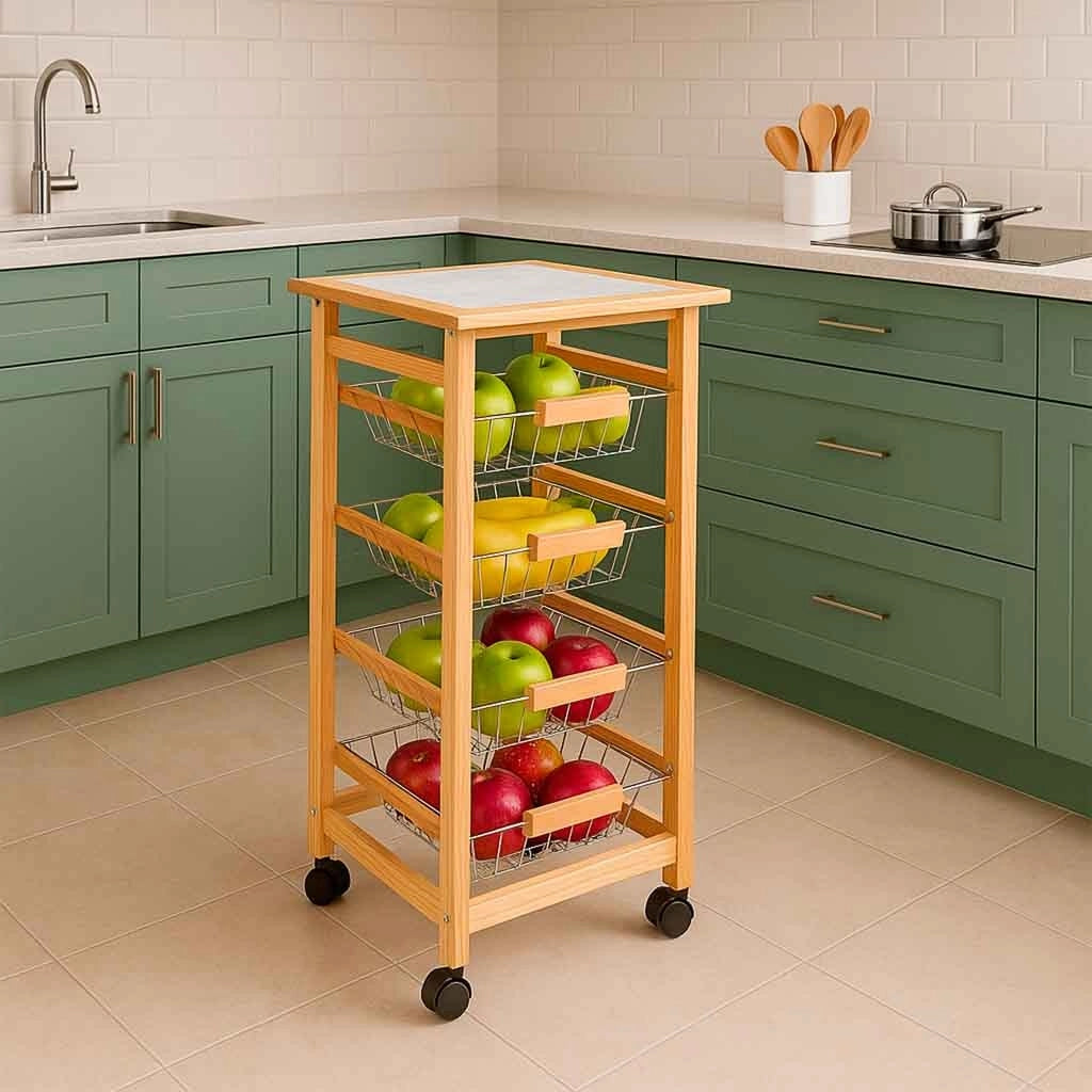 Carrello cucina in legno 37x37x76h cm