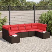 Set Divano da Giardino 7 pz 7-Numero di posti Marrone e Rosso 3355883